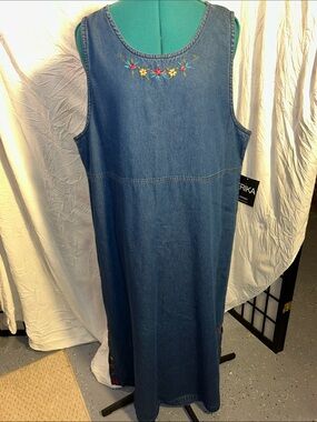 Erika Denim Dress in Blue with Black Tag